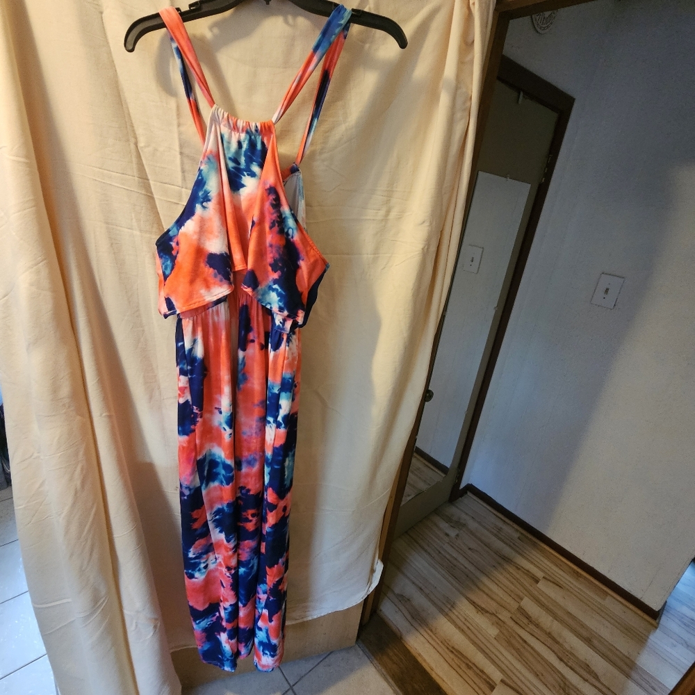 Womens Red, White & Blue print Maxi dress